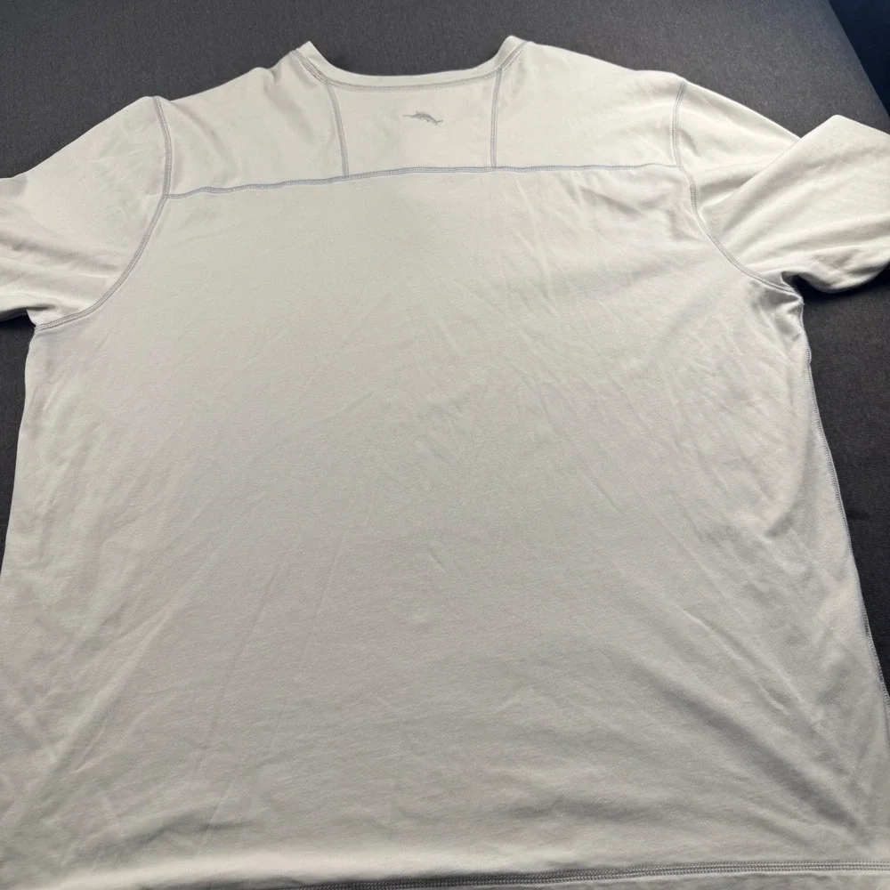 Tommy Bahama Mens‎ XXL Long Sleeve Henley Shirt Gray Cotton Blend Casual Top